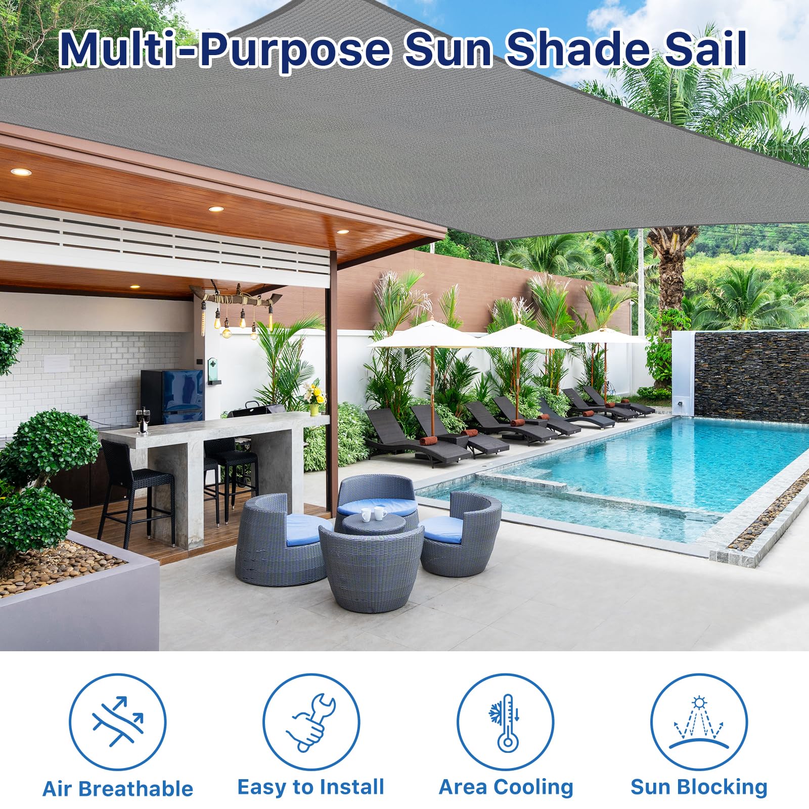 RoomHacks sun shade sail ideal for patio and garden installation.