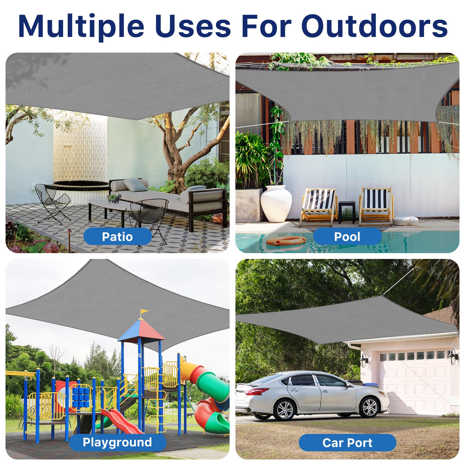 RoomHacks sun shade sail tear-resistant fabric stands up to outdoor use.
