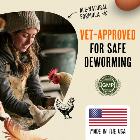 Roosty's Naturals De-Wormer mixed into poultry feed for easy administration