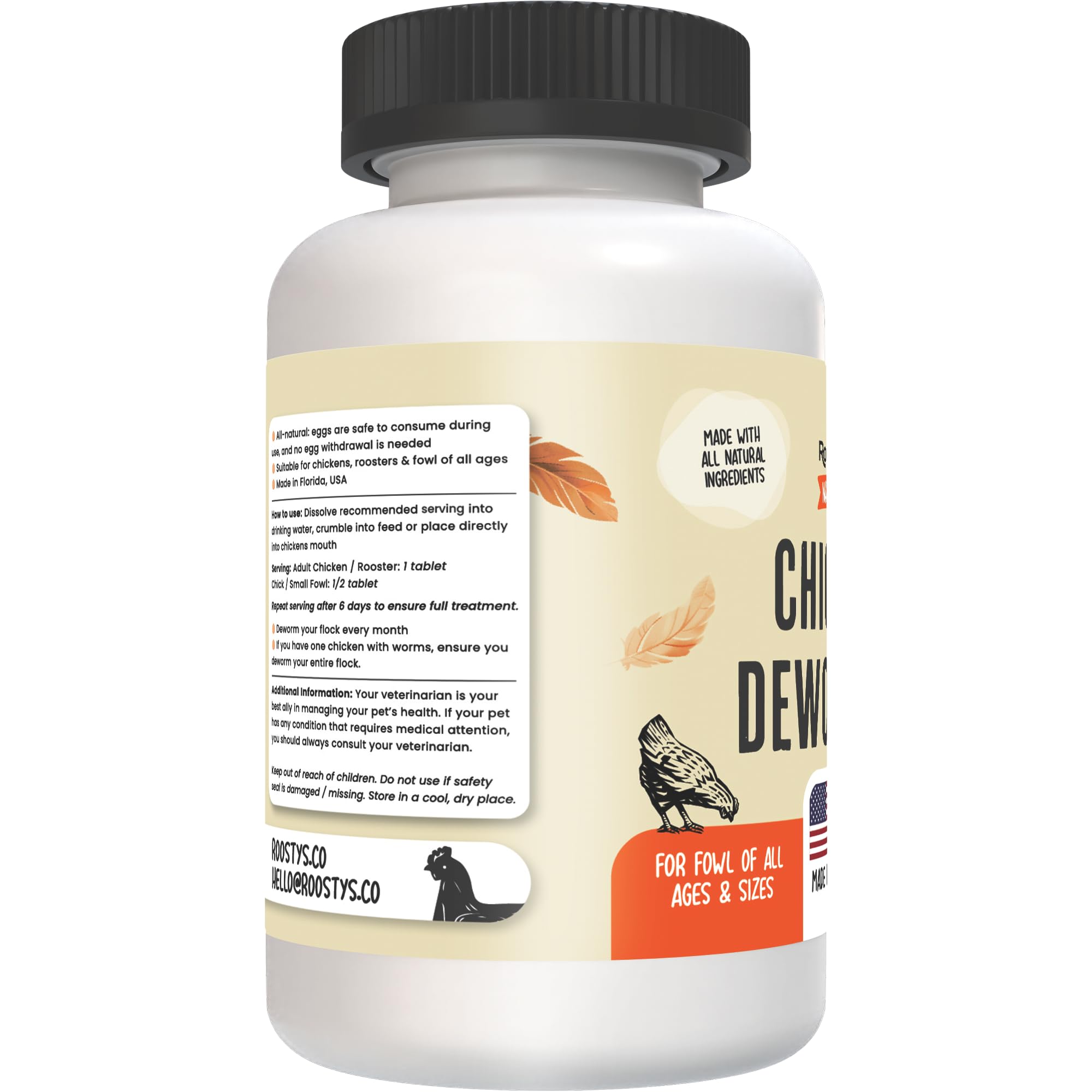 Roosty's Naturals De-Wormer produced in GMP and FDA-registered facility