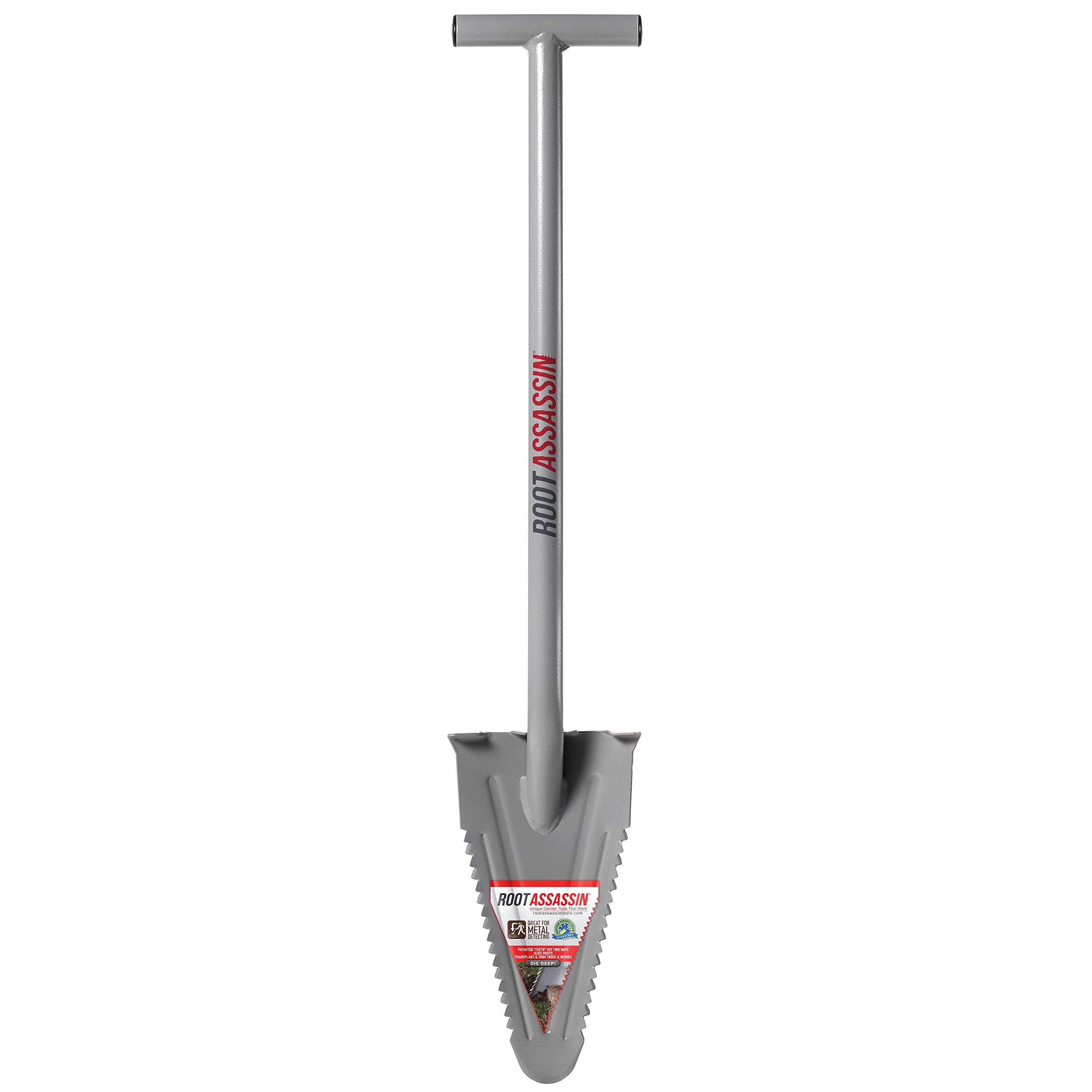 Root Assassin 35-inch shovel with blade cover protecting the blade during transport