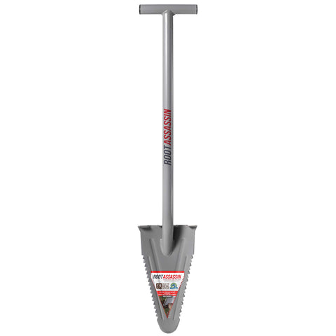 Root Assassin 35-inch shovel with blade cover protecting the blade during transport