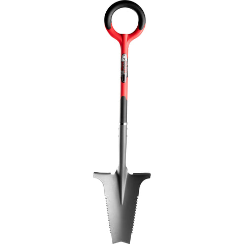 Root Slayer 22011 shovel front view with red handle for comfortable digging