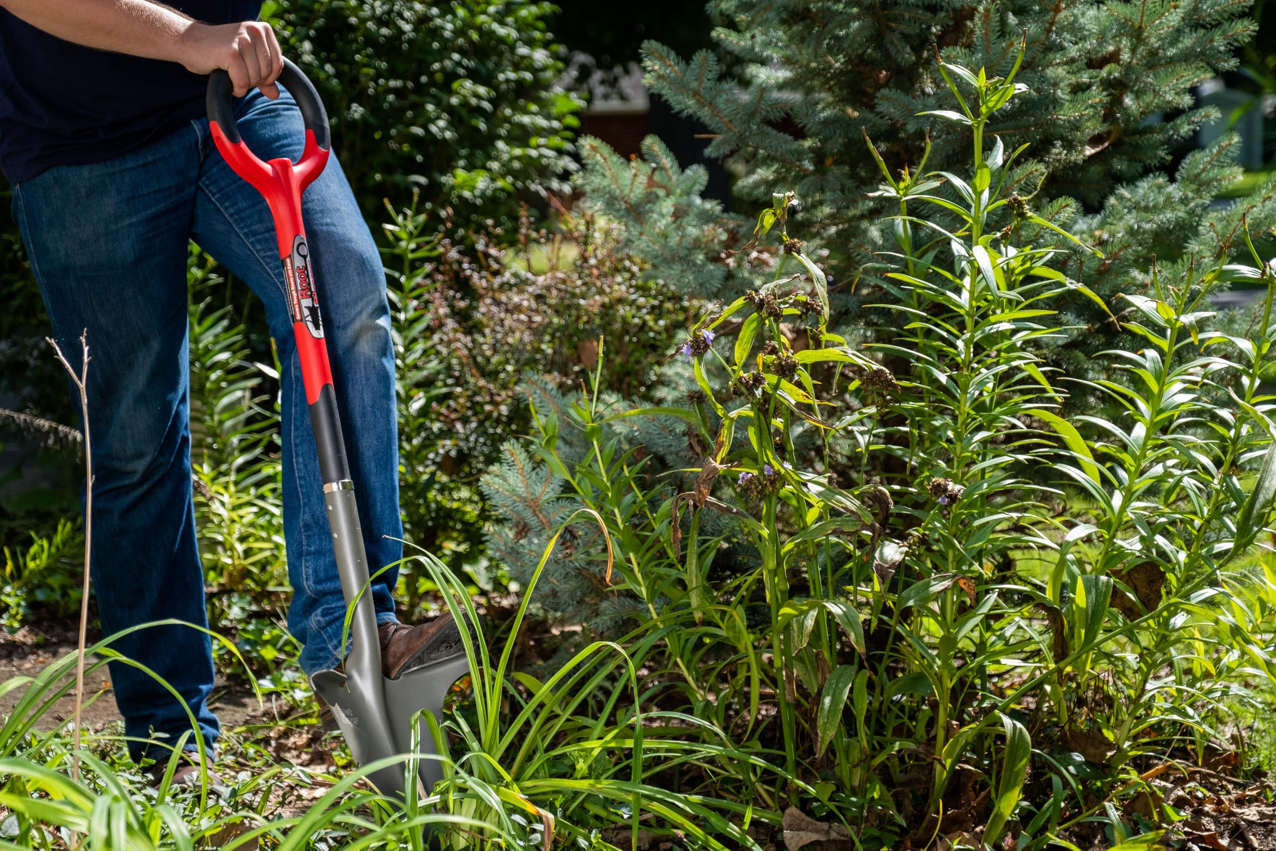 Root Slayer shovel side profile highlighting rugged design for tough roots