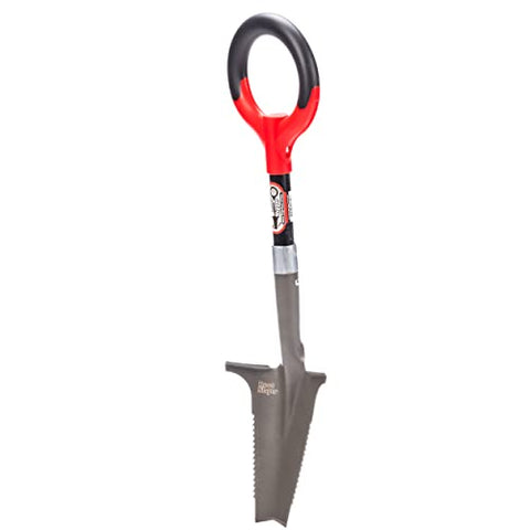 Root Slayer mini-digger red cutting edge against roots.