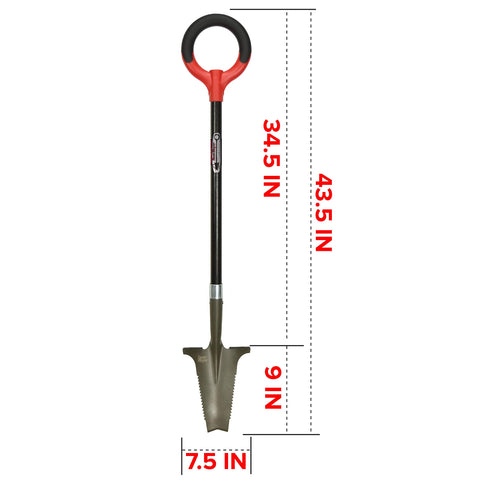 Root Slayer fiberglass shaft with carbon steel blade for durability.