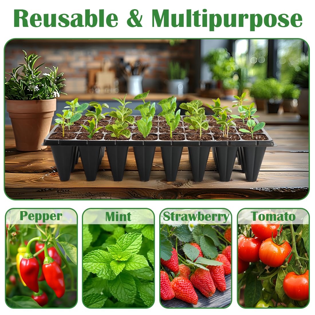 RooTrimmer 1020-compatible seed starter tray for easy relocation to flats.