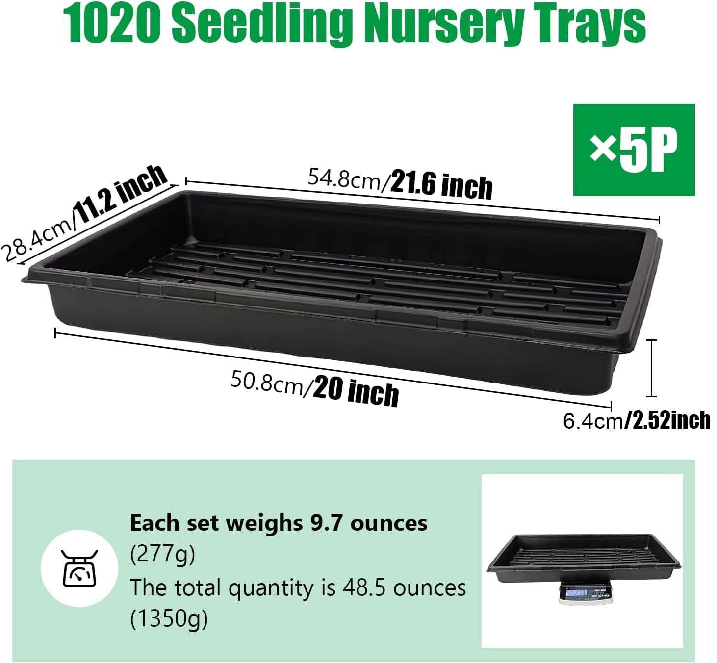 RooTrimmer 1020 tray bottom dimensions fit standard plug trays for transfers.