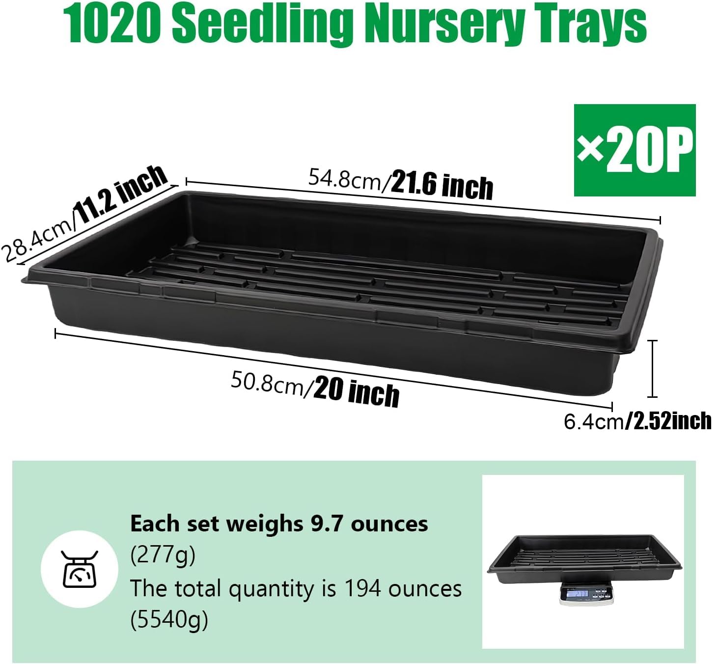 RooTrimmer 1020 tray shown for bottom watering compatibility and moisture control.