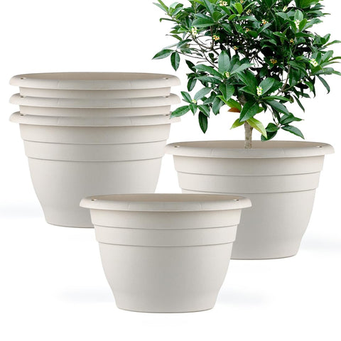 RooTrimmer 10 inch white planter with drainage holes for indoor outdoor greenery.