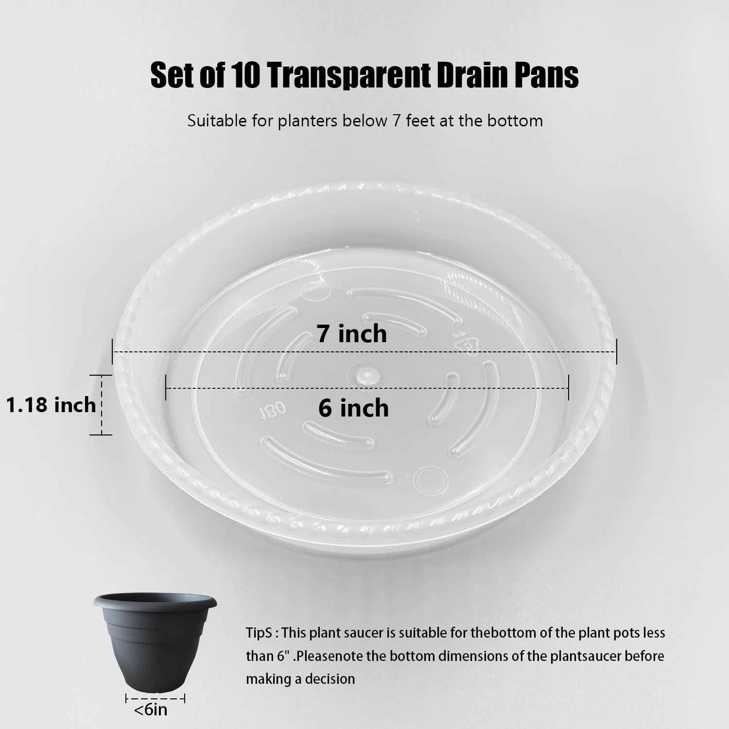 RooTrimmer 10-pack plant saucers top view for organizing multiple pots