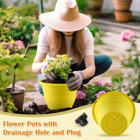 RooTrimmer 11-inch yellow pot—drainage holes enable healthy watering.
