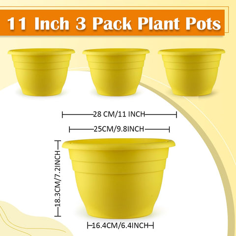 RooTrimmer 11-inch yellow pot—indoor lifestyle friendly lightweight planters.