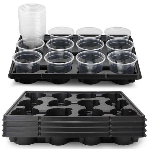 RooTrimmer 12-cell tray with clear 4-inch pots for organized seed starting