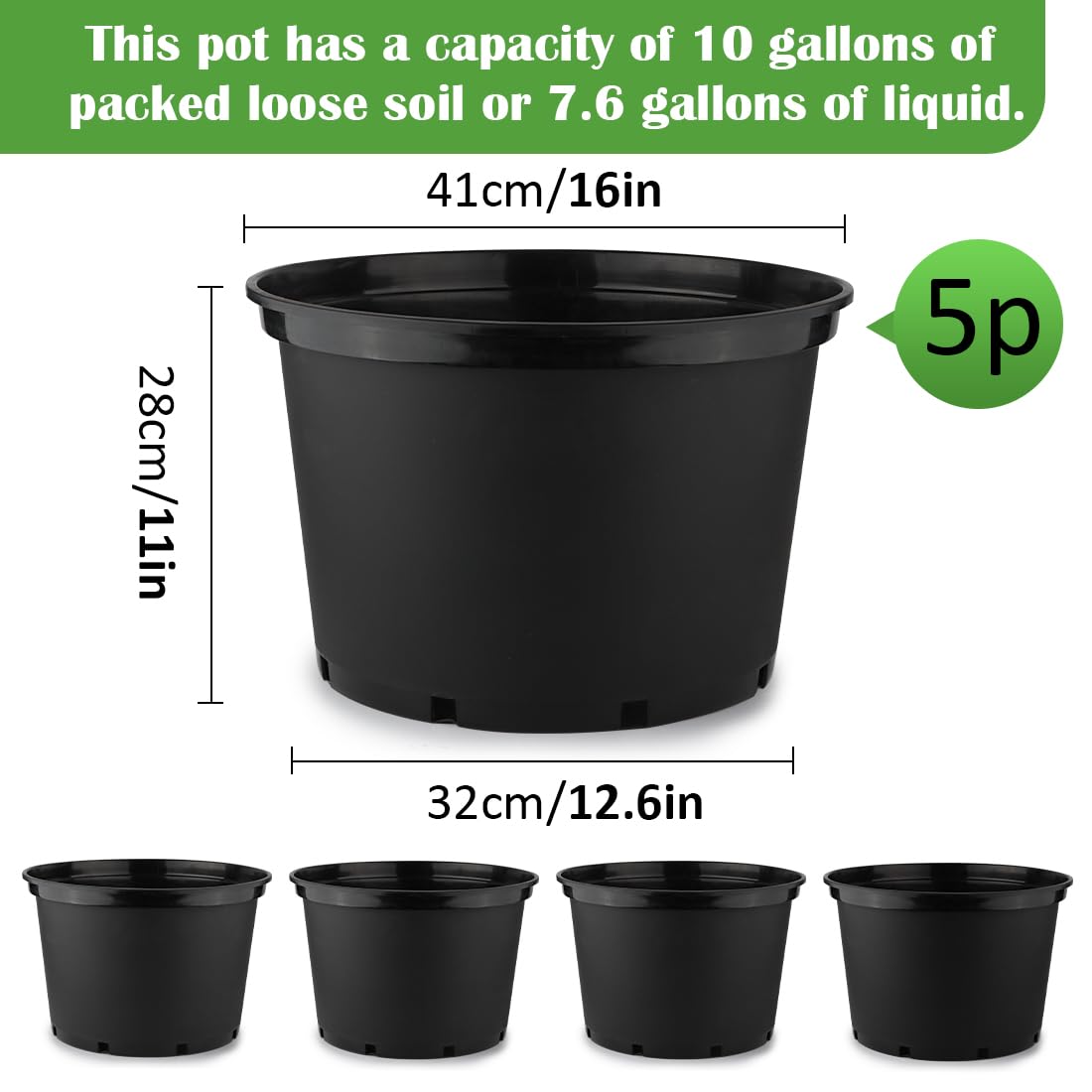 RooTrimmer 16-inch round pot with a matte finish for a modern garden look.