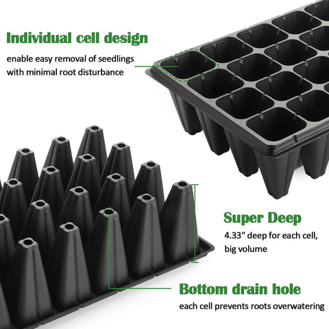 RooTrimmer 1mm-thick plastic seed tray offers durable reuse.
