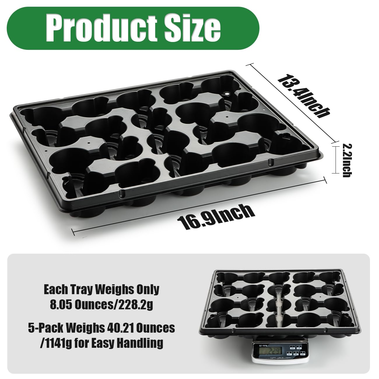 RooTrimmer 20-cell tray with drainage holes supports healthy root drainage.