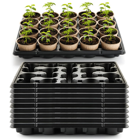 RooTrimmer 20-cell tray holding 3.15-inch pots for stable, tidy seed starting.