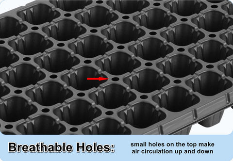 RooTrimmer 200-cell tray side view emphasizes space-saving, stackable design.