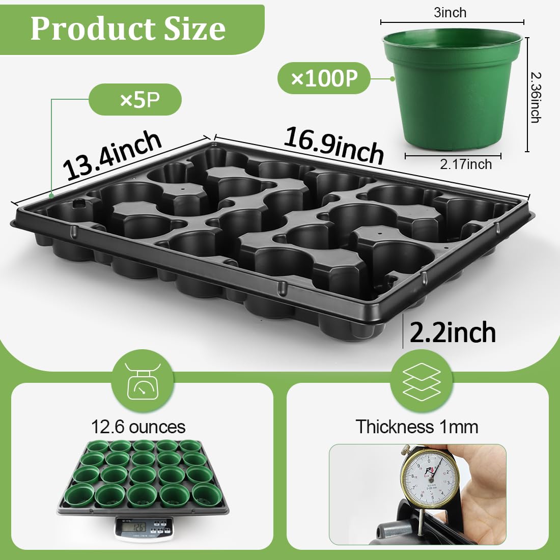 RooTrimmer 20-cell nursery trays, 5-sets, organized seedling propagation.
