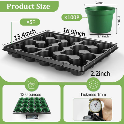 RooTrimmer 20-cell nursery trays, 5-sets, organized seedling propagation.