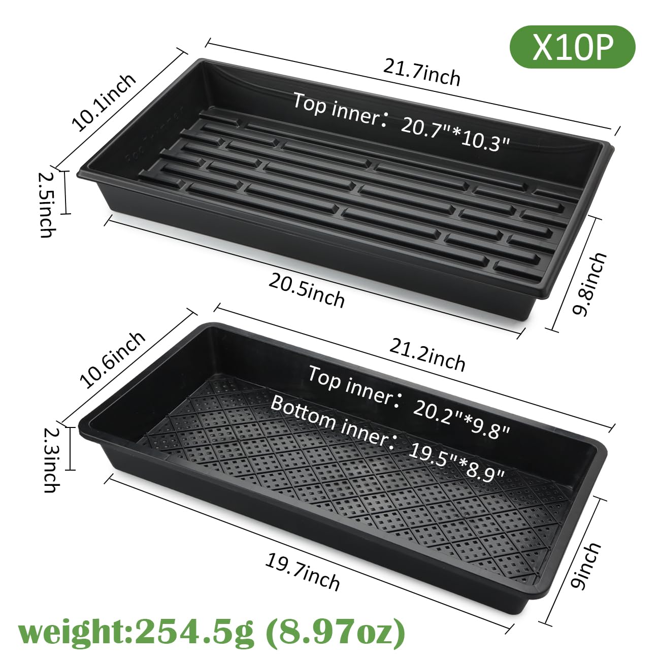 rootrimmer 20x10 propagation tray fits standard shelving for dense planting.