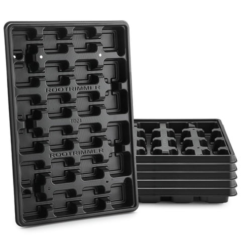 RooTrimmer 24-cell tray top view highlights efficient seed starting layout.