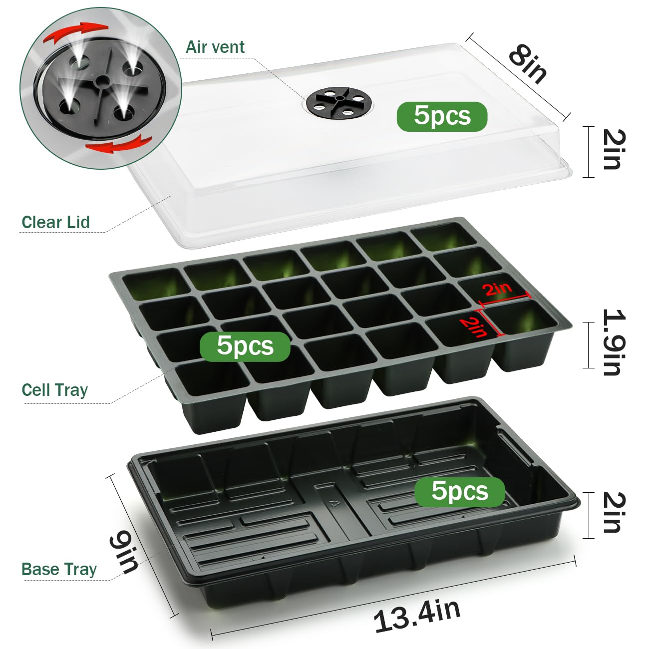 RooTrimmer 24XL seed tray with 120 cells ready for diverse seeds