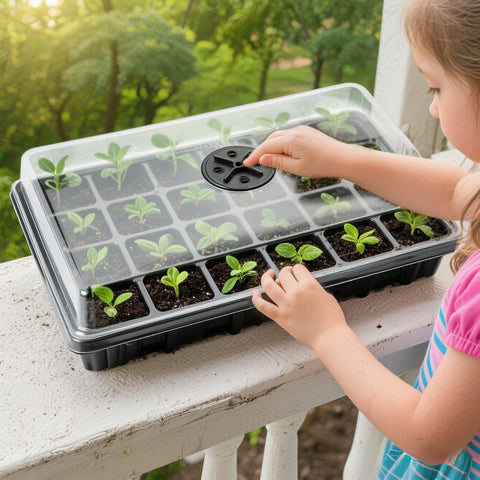 RooTrimmer 24XL seed tray humidity vent maintains germination environment