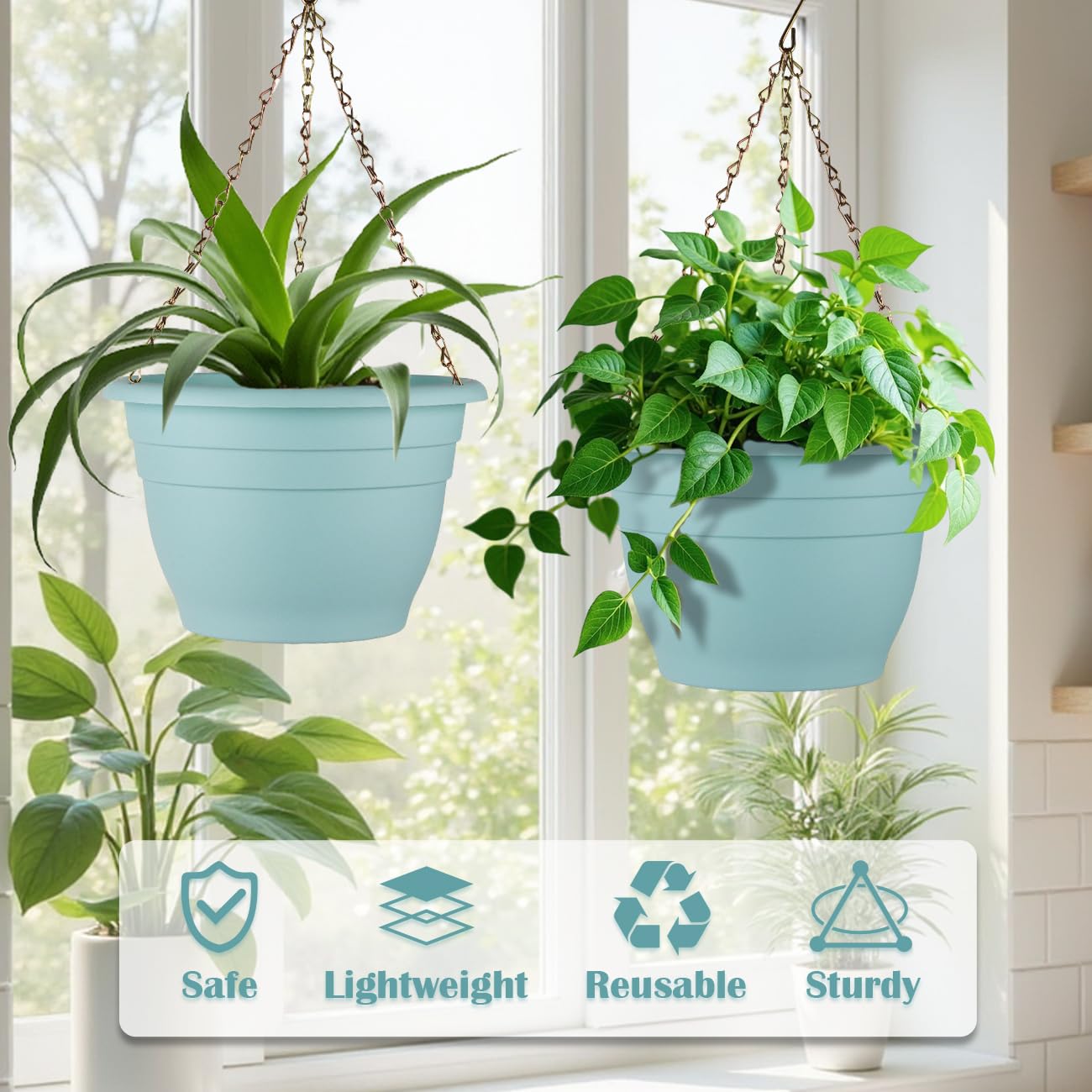 RooTrimmer 3-pack blue plant pots add modern style to any space.
