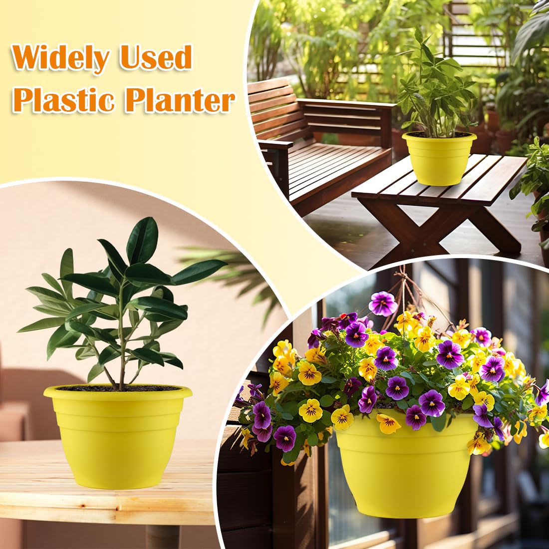 RooTrimmer 3-pack yellow outdoor setup—convenient planters for multiple plants.