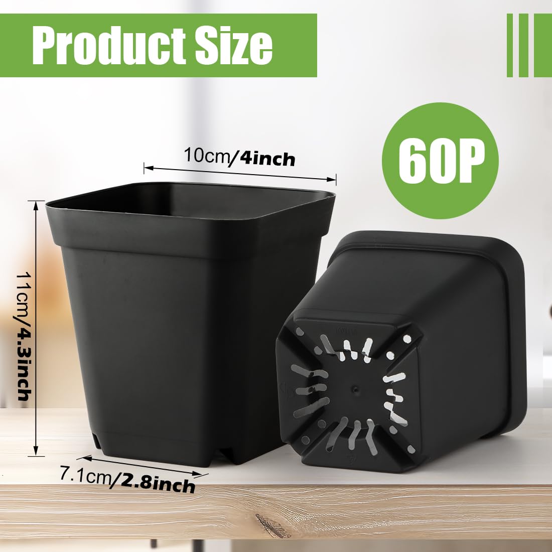 RooTrimmer 4in square pot drainage closeup; precision holes support airflow and moisture control.