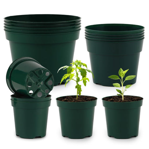 RooTrimmer 4-inch nursery pot green front view shows sturdy construction for seedlings.