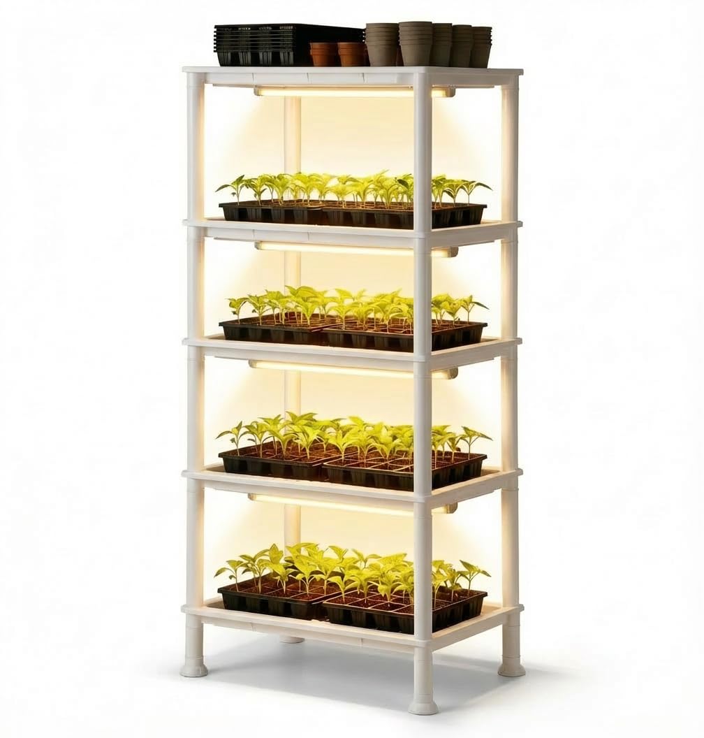 RooTrimmer 5-Tier Stand front view, sturdy frame for compact indoor gardens