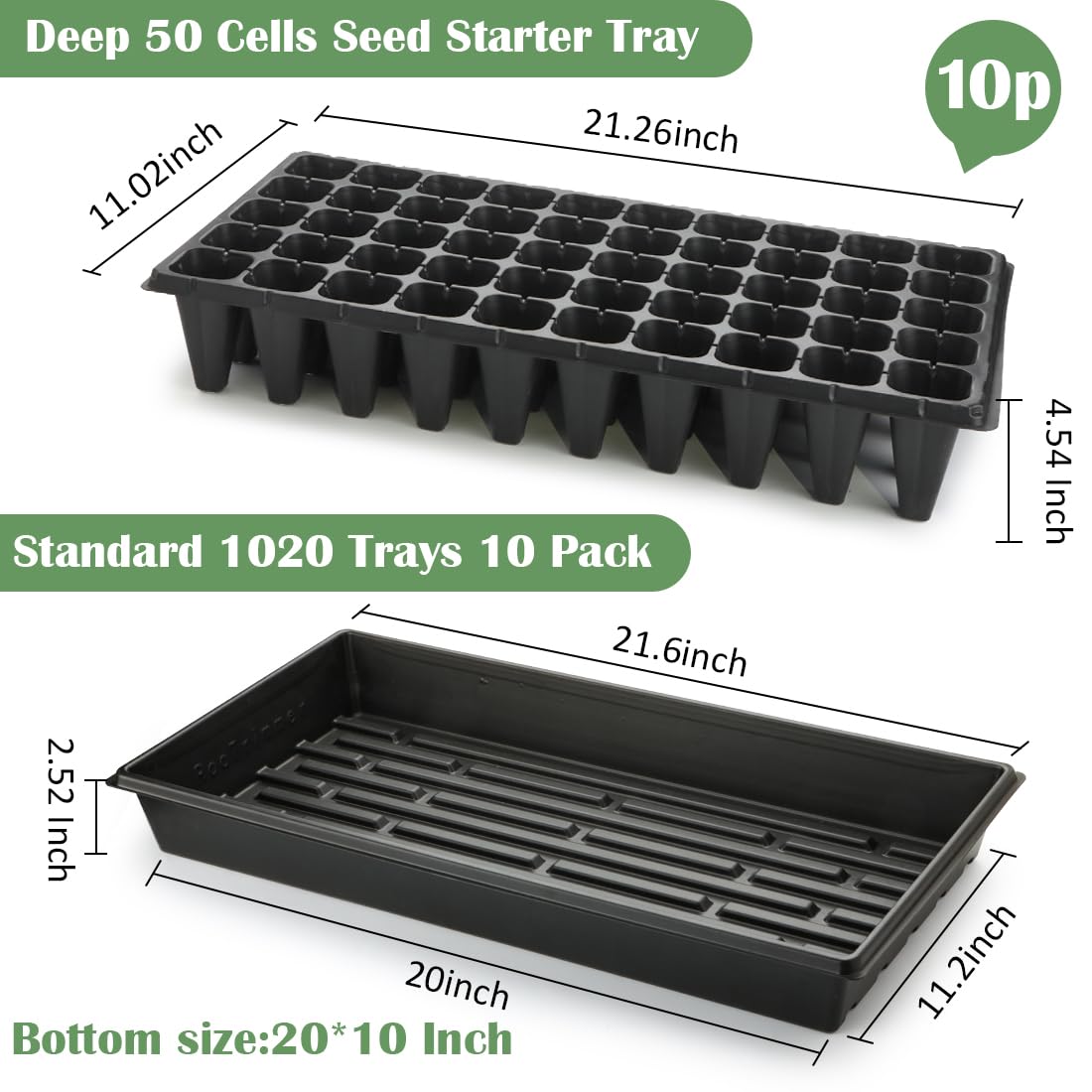 RooTrimmer 50-cell deep seed tray highlights compact germination with organized spacing.