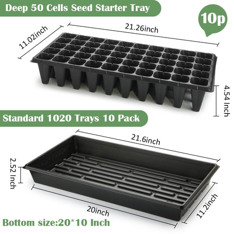 RooTrimmer 50-cell deep seed tray highlights compact germination with organized spacing.