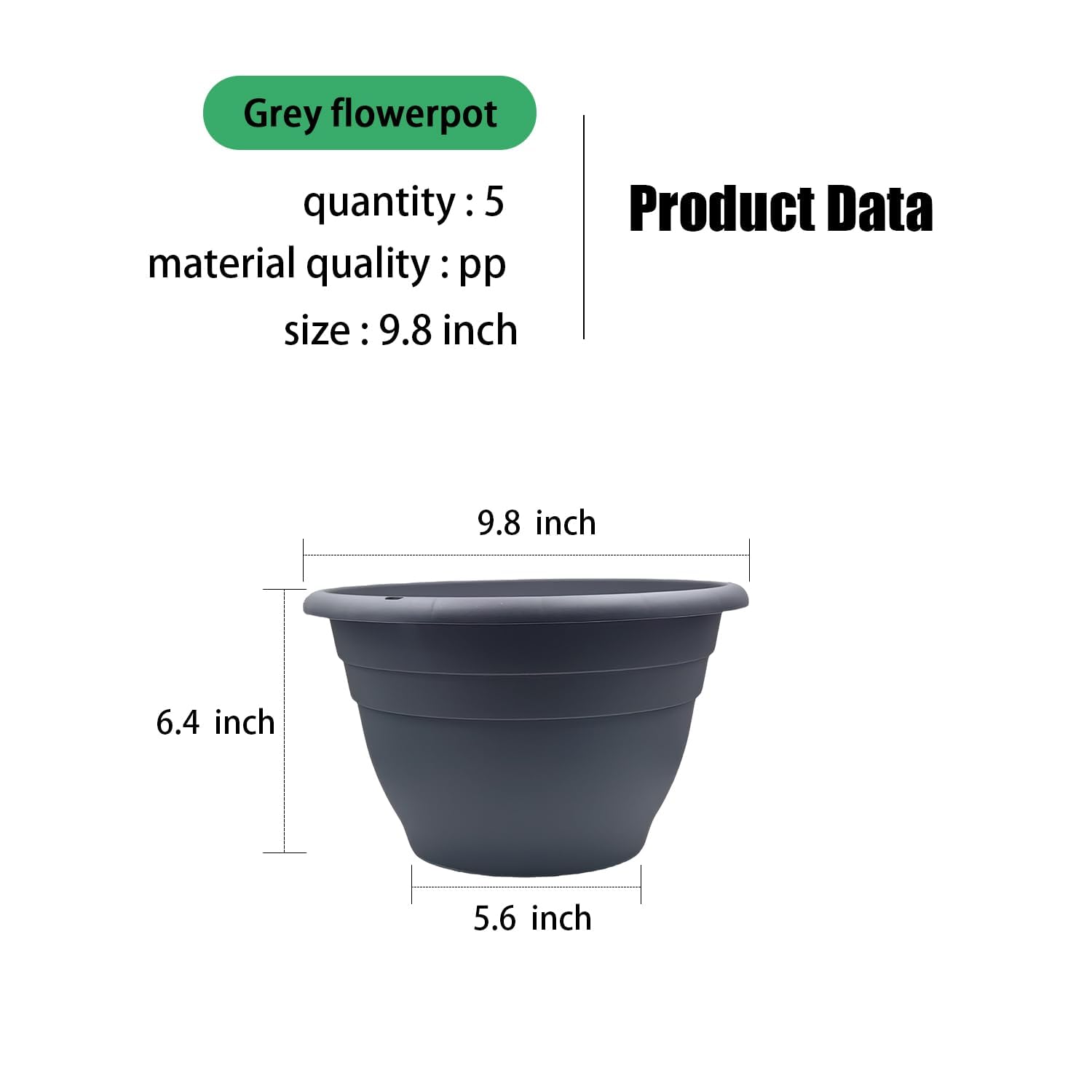 RooTrimmer 5 Pack 10-Inch grey pot shows bottom drainage holes for healthier roots.