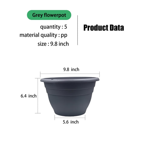RooTrimmer 5 Pack 10-Inch grey pot shows bottom drainage holes for healthier roots.