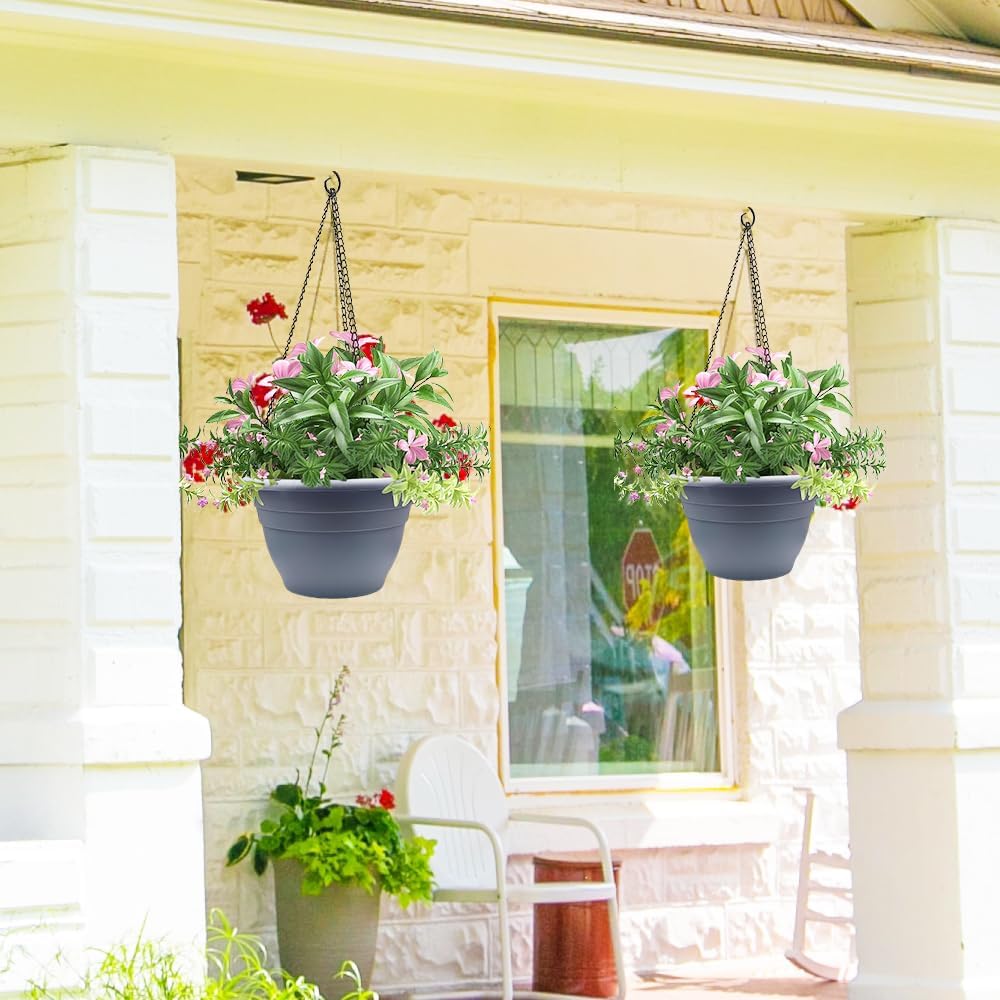 RooTrimmer 5 Pack 10-Inch grey pot for indoor outdoor use, lightweight and easy to move.