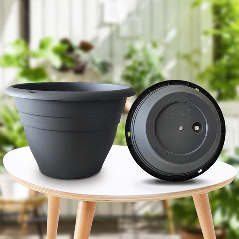 RooTrimmer 5 Pack 10-Inch grey pots with smooth surface are easy to wipe clean.