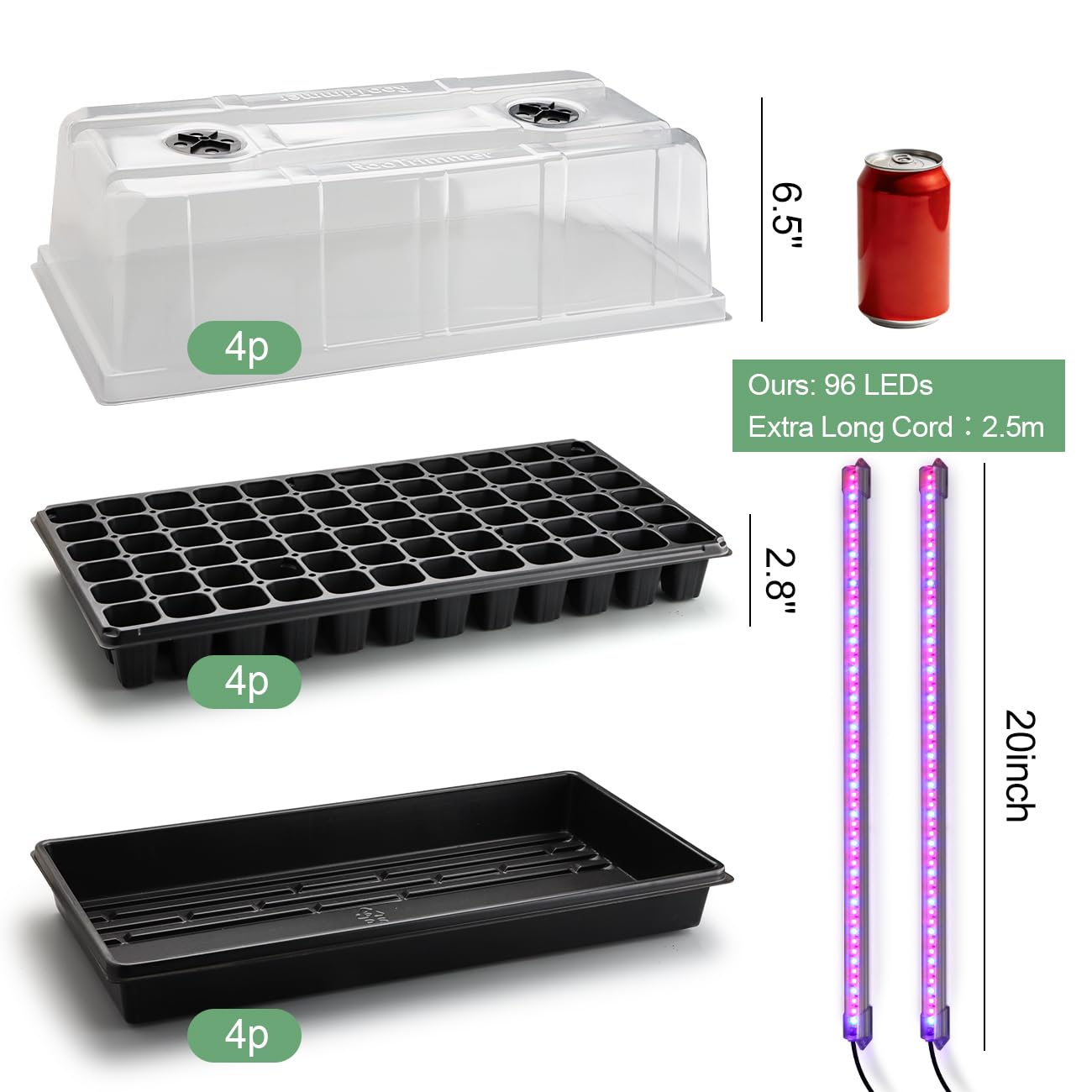 RooTrimmer 6-3 inch humidity dome provides vertical space for vigorous seedlings