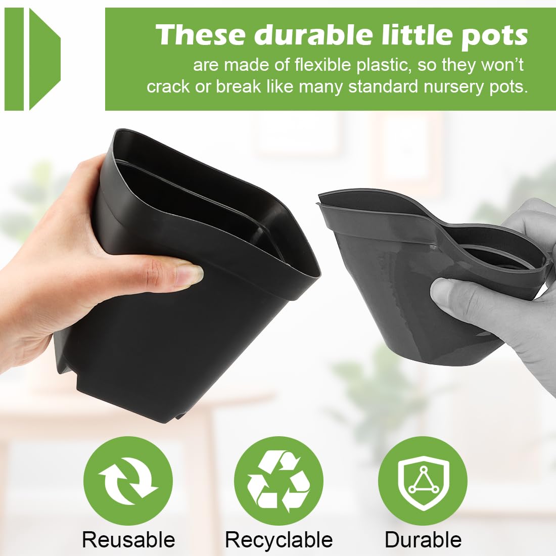 RooTrimmer 60-pack square pot bulk set; efficient space-saving solution for trays and batches.
