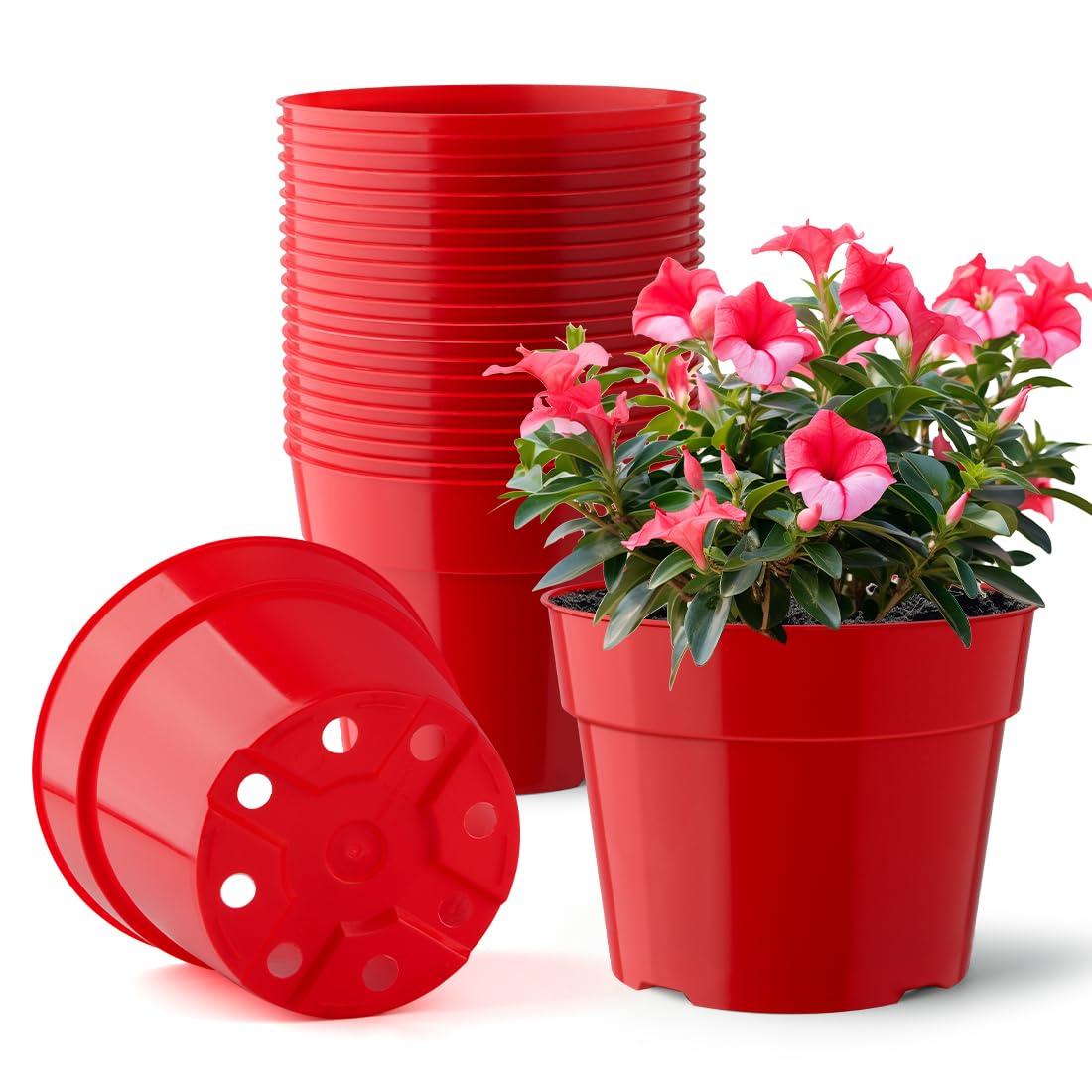 RooTrimmer 6-inch pot with durable plastic and drainage holes for versatile indoor/outdoor use.