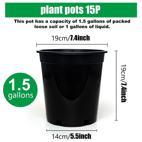 RooTrimmer 7.5-inch round black plastic pot with drainage holes for healthy watering