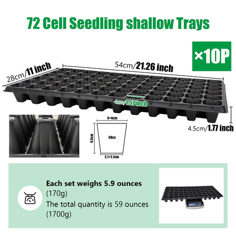 RooTrimmer 72-cell seed tray side angle shows deep cells ideal for robust seedlings
