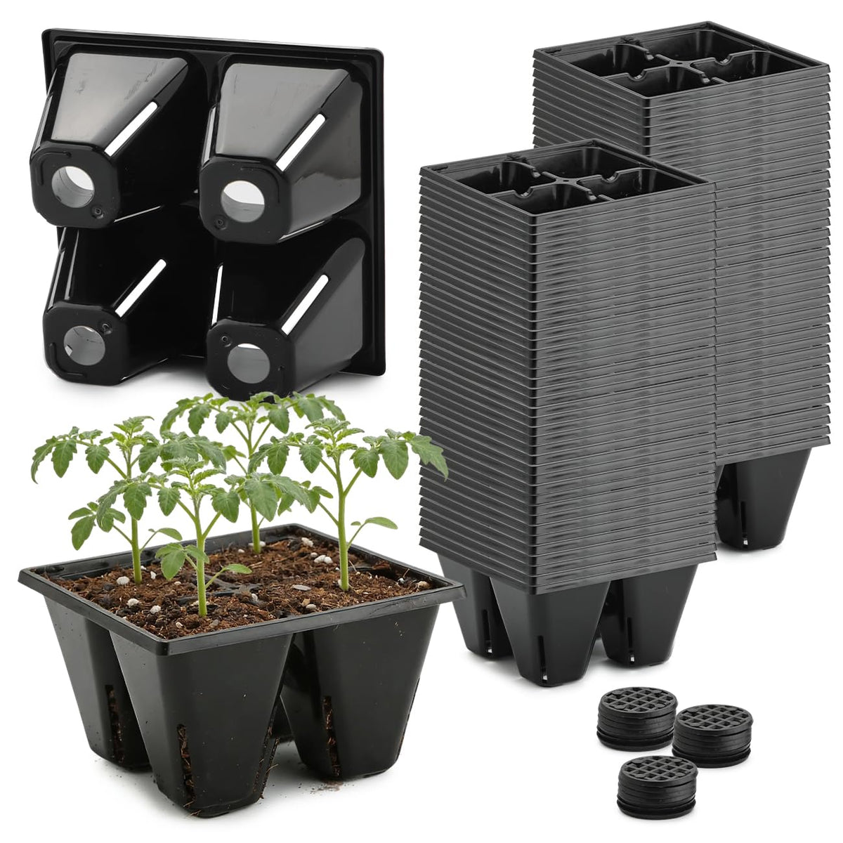 RooTrimmer 80-pack seed starter trays stacked for season-long reuse