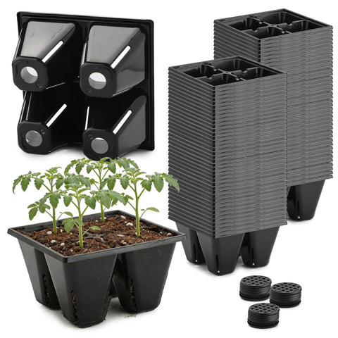 RooTrimmer 80-pack seed starter trays stacked for season-long reuse