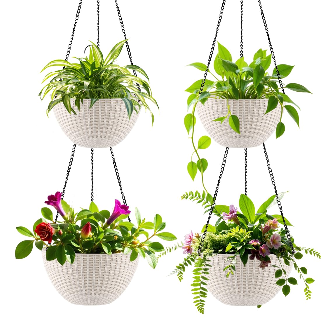 RooTrimmer 8-inch hanging planter with drainage holes for soil moisture control.