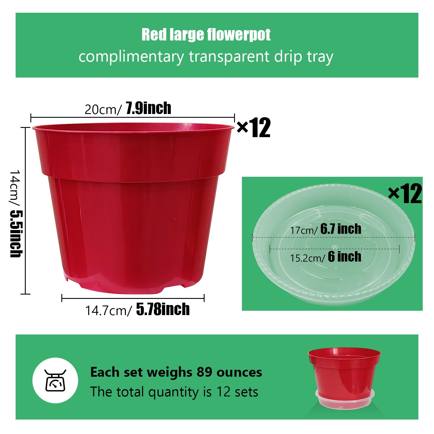 RooTrimmer 8-inch pots with clear translucent saucers to monitor drainage