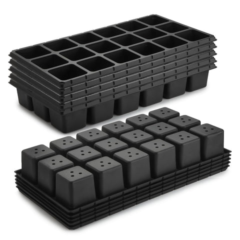 RooTrimmer big-cell design tray shows extended soil capacity for healthier seedlings.
